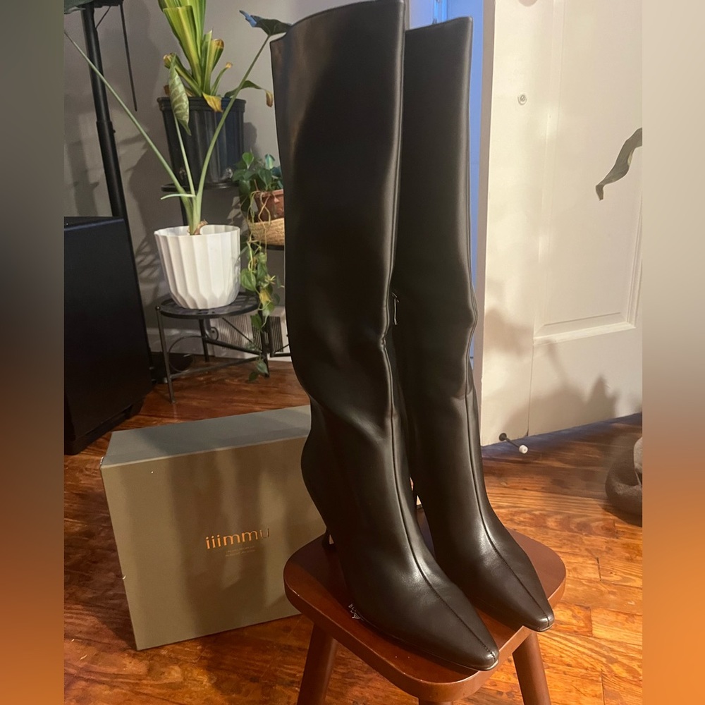 iiimmu Elegant Black Knee-High Boots